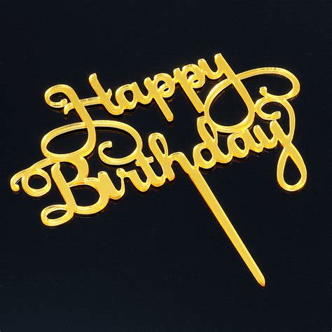 Happy Birthday Acrylic Cake Topper Decorations Silver Gold Party Supplies