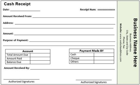 Receipts Template Word Database