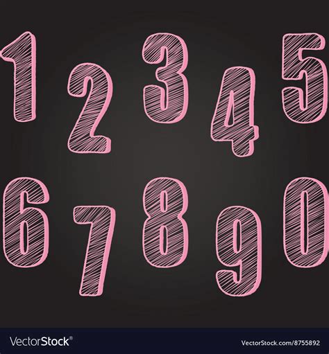 Chalkboard Numbers Set Hand Draw Chalk Numbers Vector Image