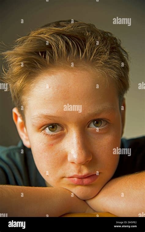 Boy 12 Starting To Have Facial Acne Puberty Germany Stock Photo Alamy