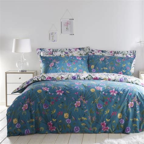 Fleur Blue Duvet Cover And Pillowcase Set Dunelm
