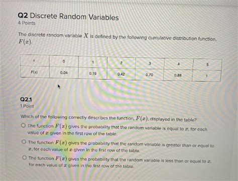 Solved Q2 Discrete Random Variables 4 Points The Discrete Chegg