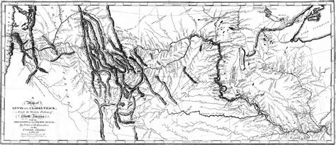 Black And White Highly Detailed Graphic Map Of The Lewis And Clark
