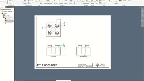 Autodesk Inventor Tutorial Lego Brick 2x2 Orthographic Drawing Youtube