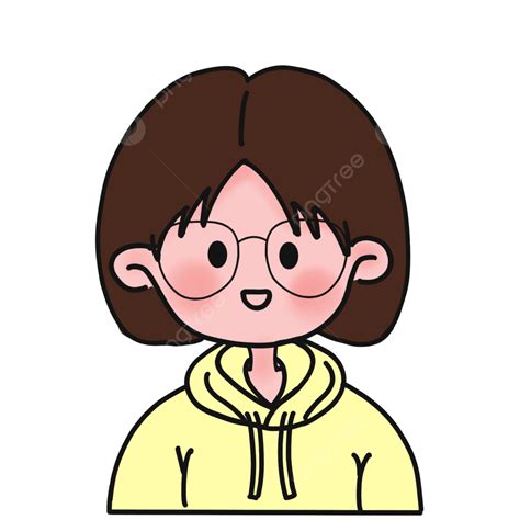 Cartoon Cute Little Girl Wearing Glasses Cute Illustration Hand Drawn