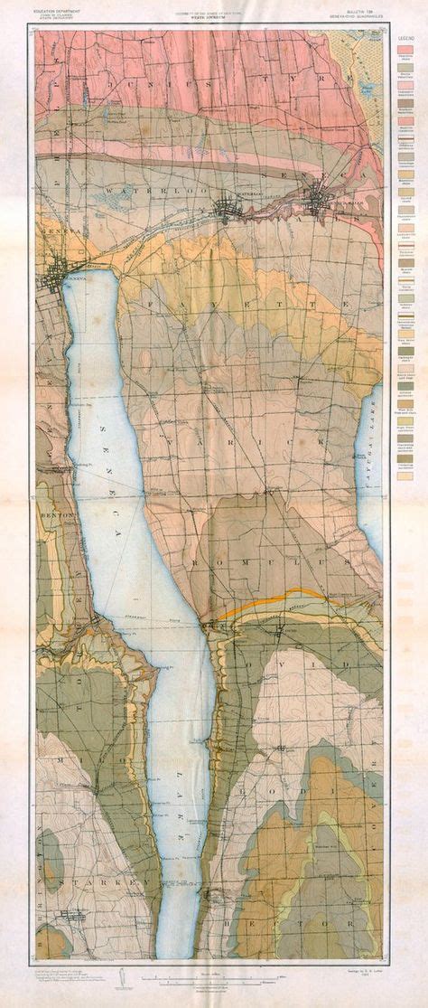Seneca Lake Geological Map 1900 In 2020 Poster Prints Seneca Lake Map