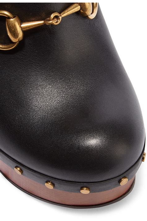 Gucci Amstel Horsebit Detailed Leather Clogs In Black Lyst