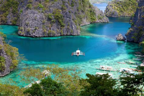 Blue Lagoon At Kayangan Lake Coron Island Philippines Stock Photo