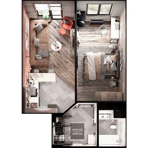 15 Smart Studio Apartment Floor Plans Liked On Polyvore