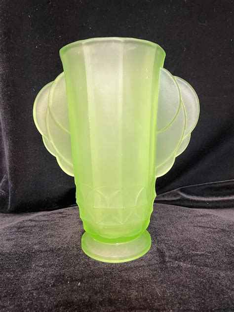 jobling 11700 celery vase uranium glass etsy uk