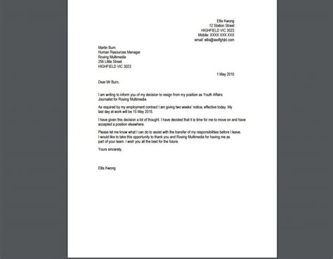 resignation letter template examples templates assistant