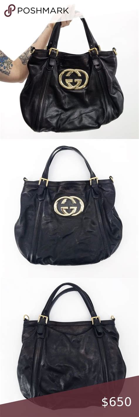 Gucci Black Leather Britt Tote Shoulder Bag Leather Bags Shoulder Bag