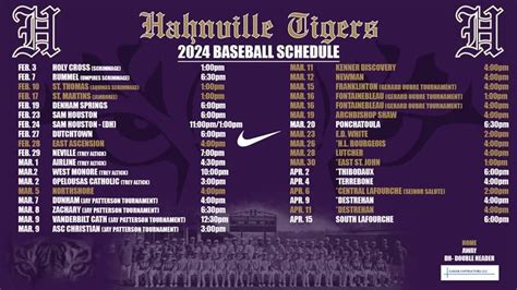 Mens Baseball 2024 Varsity Schedule