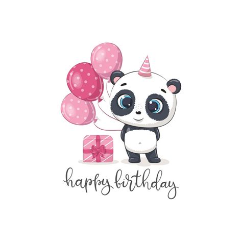 Cute Baby Panda Birthday Clipart Png Eps Girl Birthday Etsy