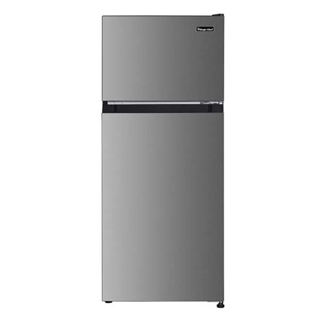 magic chef 18 5 in w 4 5 cu ft 2 door mini refrigerator with freezer in platinum steel