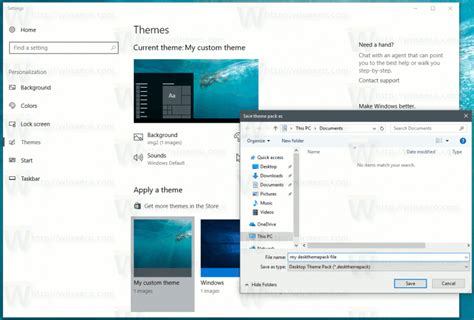 Save A Theme As Deskthemepack In Windows 10 Creators Update
