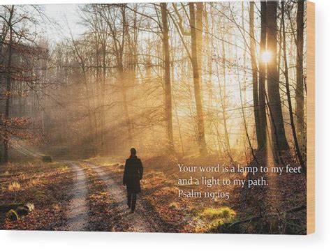 Your Word Is A Light To My Path Bible Verse Quote Wood Print By