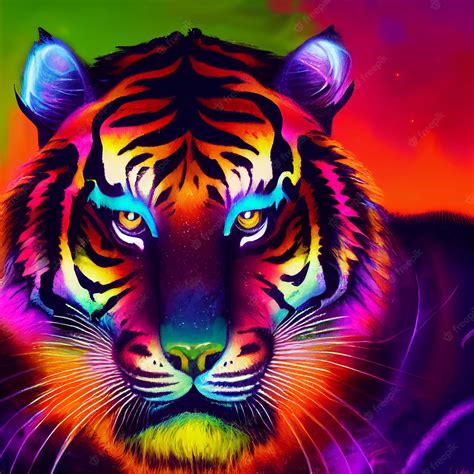 Premium Ai Image Cute Animal Little Pretty Colorful Tiger Portrait