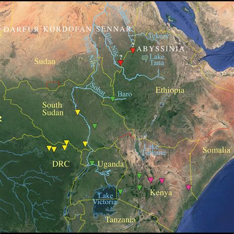 Distribution Range Of Giraffe Subspecies A Within Historic Times