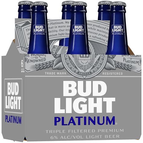 Bud Light Platinum Beer 6 Pack Beer 12 Fl Oz Bottles