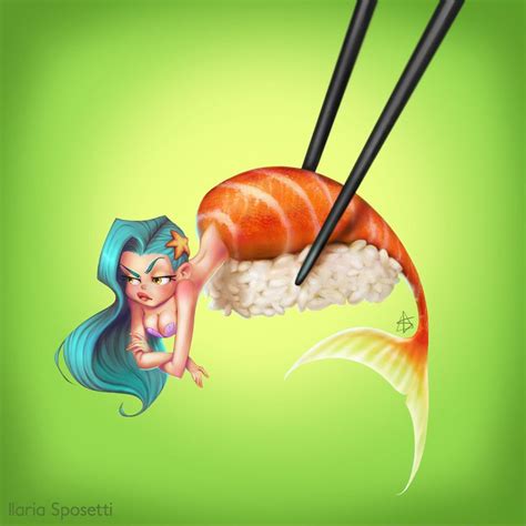 A Woman With Blue Hair Is Eating Sushi And Chopsticks In Front Of Her