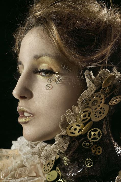 The Gold Lipstick And Tiny Gears Around The Eyes Are Perfect Steampunk