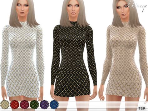The Sims Resource Lattice Sequin Mini Dress By Ekinege Sims 4 Downloads