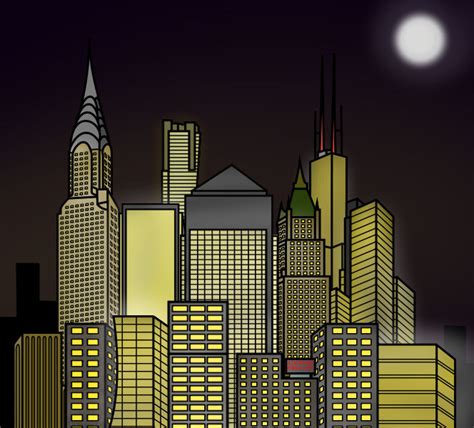 Cartoon City Skyline Night By E350tb On Deviantart