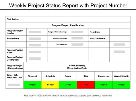 Weekly Project Status Report With Project Number Powerpoint Slide