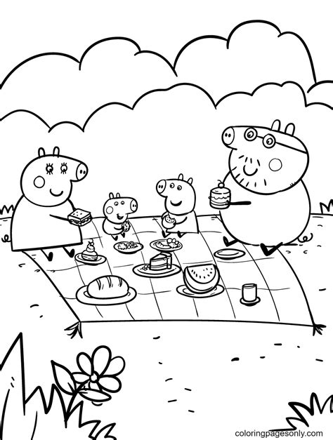 Malvorlage Peppas Familie Macht Ein Picknick Kostenlose Malvorlagen