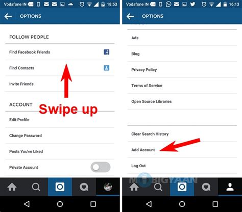 Create an account on facebook for new user. How to add multiple accounts on Instagram