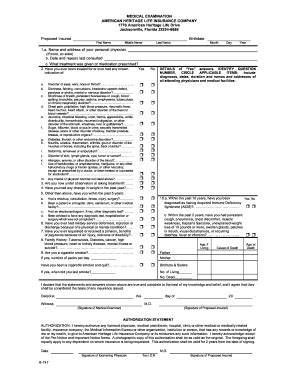 Check spelling or type a new query. Fillable Online MEDICAL EXAMINATION AMERICAN HERITAGE LIFE INSURANCE Fax Email Print - pdfFiller