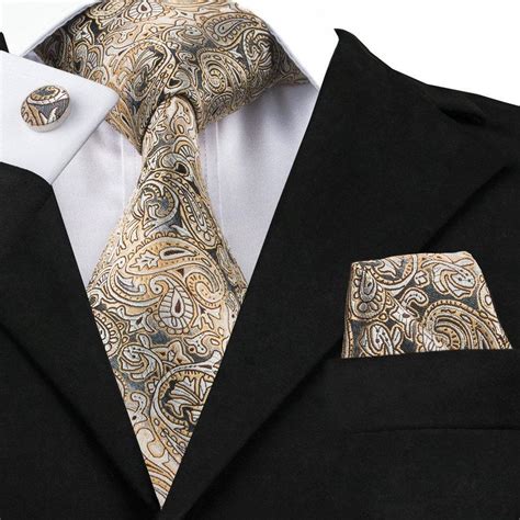 Kjøp Hi Tie Mens Paisley Silk Tie Business Wedding Necktie Hanky