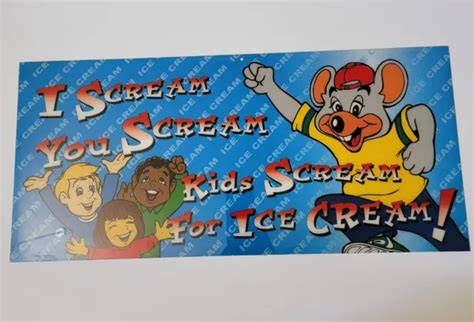 Vintage Chuck E Cheeses In Store Ice Cream Machine Display Sign 26 X