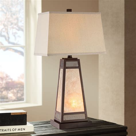 Franklin Iron Works Mission Rustic Table Lamp With Nightlight Bronze