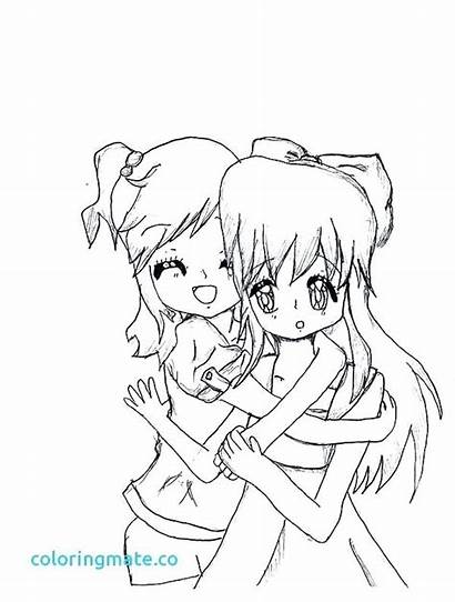 Coloring Friends Pages Friend Anime Hug Drawing