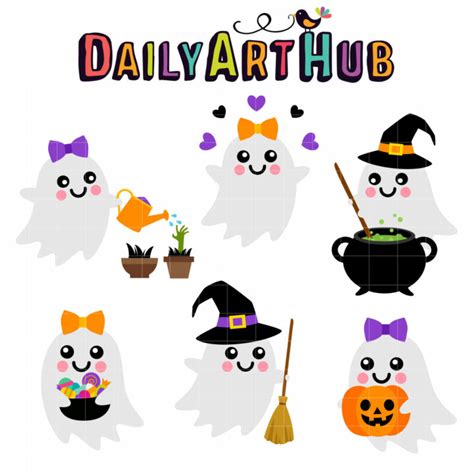 Cute Halloween Ghost Clip Art Set Daily Art Hub Graphics