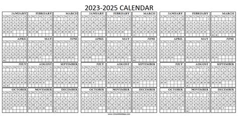2023 2024 2025 Calendar Printable Free Online Calendar
