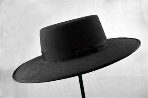 Bolero Hat The Gaucho Black Fur Felt Flat Crown Wide Brim Hat Men Women