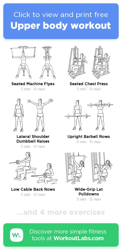 Upper Body Workout Click To View And Print This Illustrated Exercise Plan Created With Worko