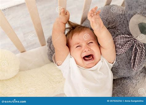 Baby Crying In His Crib At Home Stock Photo Image Of Crib Scream