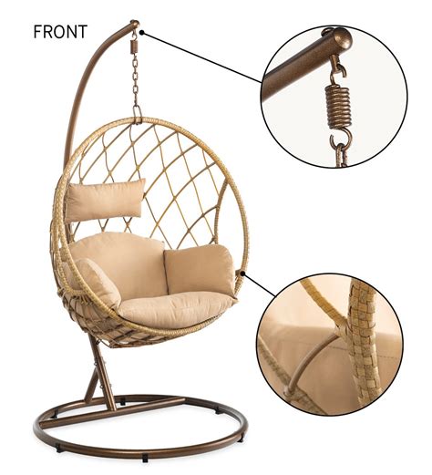 Round Rattan Hanging Chair With Stand Vivaterra