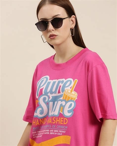 Buy Womens Pink Graphic Oversized T Shirt For Women Pink Online At