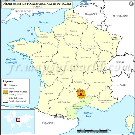 With a population of 76,422 in 2016, it is the least populous french department. Lozère Carte de Localisation, Département Lozère, France