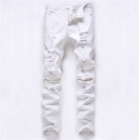 Wholesale White Ripped Jeans For Men Superstar Skinny Jeans Fashion