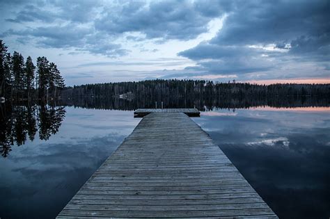 Hd Wallpaper Pier Dock Finland Ruonala Nature Sunset Clouds
