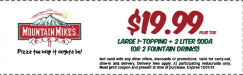 Mountain Mikes Pizza Coupons And Promo Codes 2023 Print Coupons Pizza
