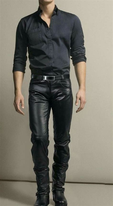 mens fashion slim fit genuine black leather pant mens leather pants black leather pants