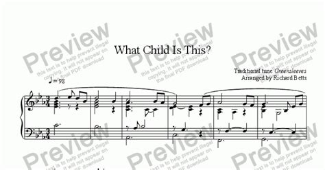 What Child Is This Christmas Carol Hymn Piano Solo Sheet Music