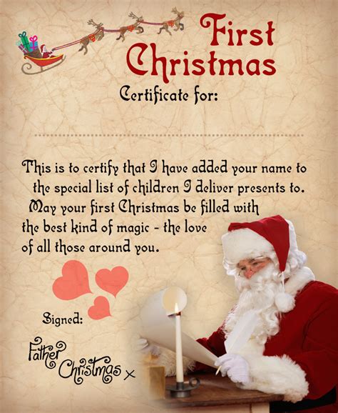 Father Christmas Certificate Babys First Christmas Rooftop Post
